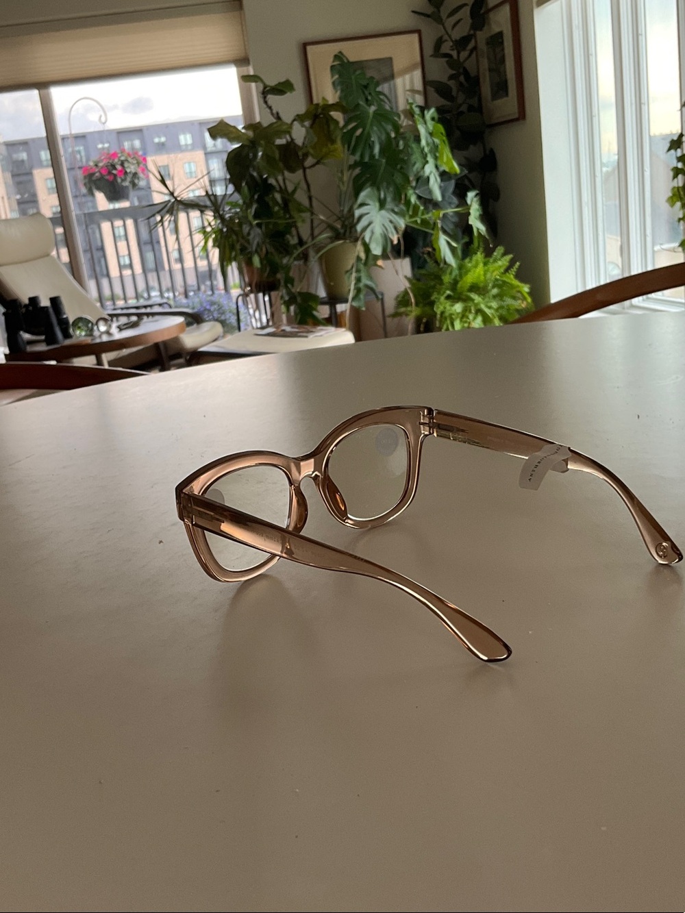 Anthropologie Translucent Light Brown/Taupe Square Glasses - Picture 2 of 4